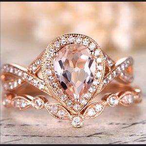 Gorgeous Art Deco Morganite Ring Set